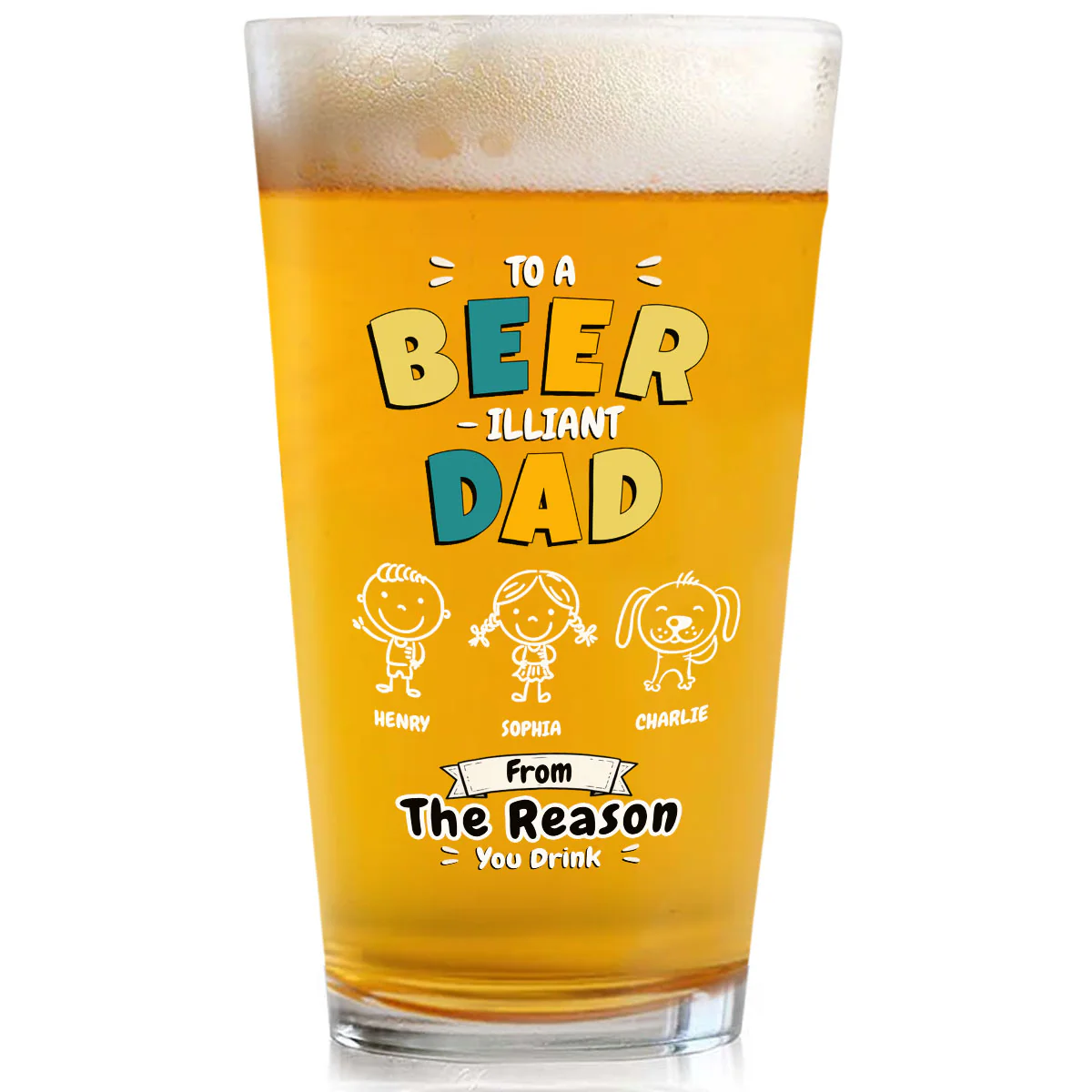 Beerilliant Dad - Personalized Custom Beer Glass