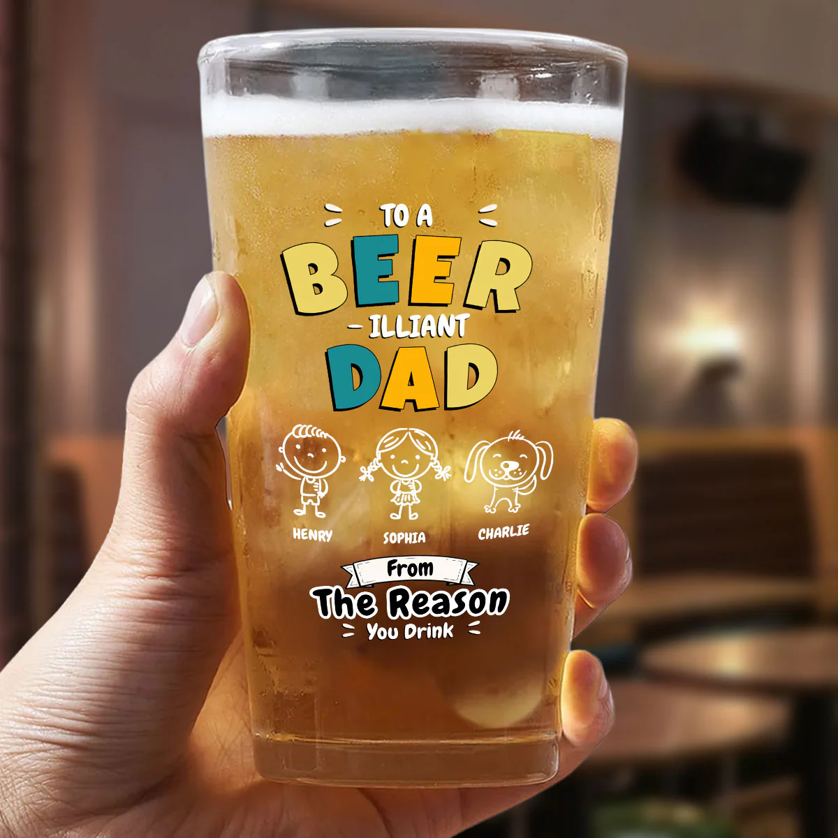 Beerilliant Dad - Personalized Custom Beer Glass - Image 2