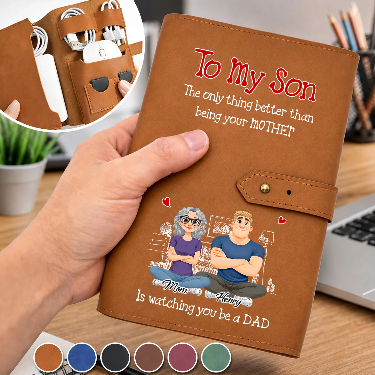 Being A Dad - Personalized Custom Leather Charger Bag