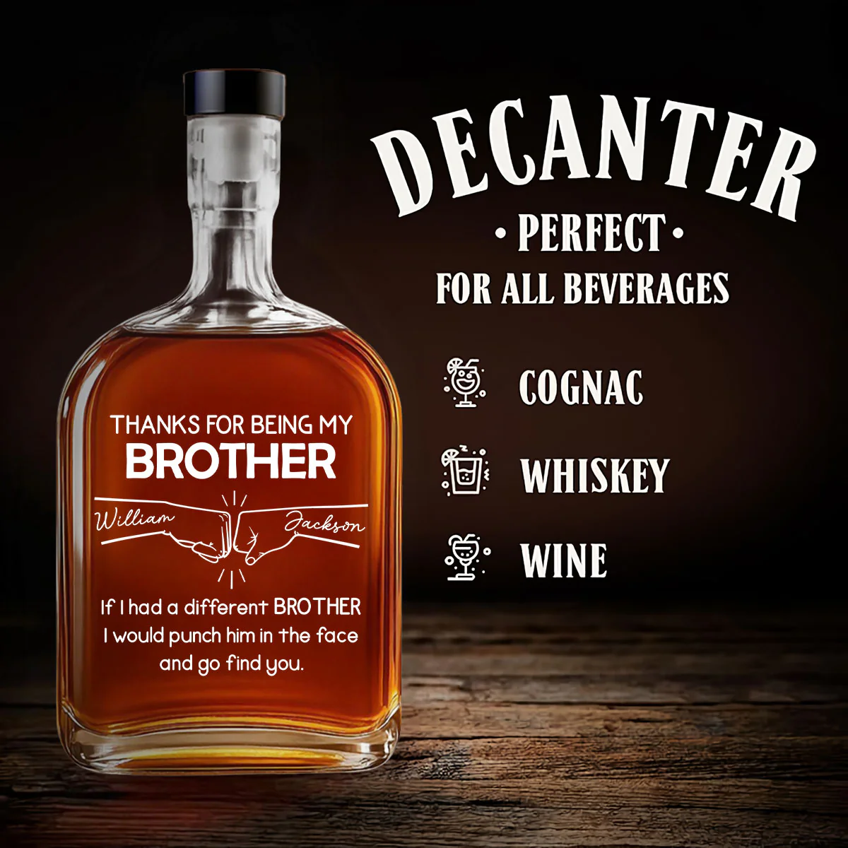 Being My Brother - Personalized Custom Spirits Decanter - Image 4