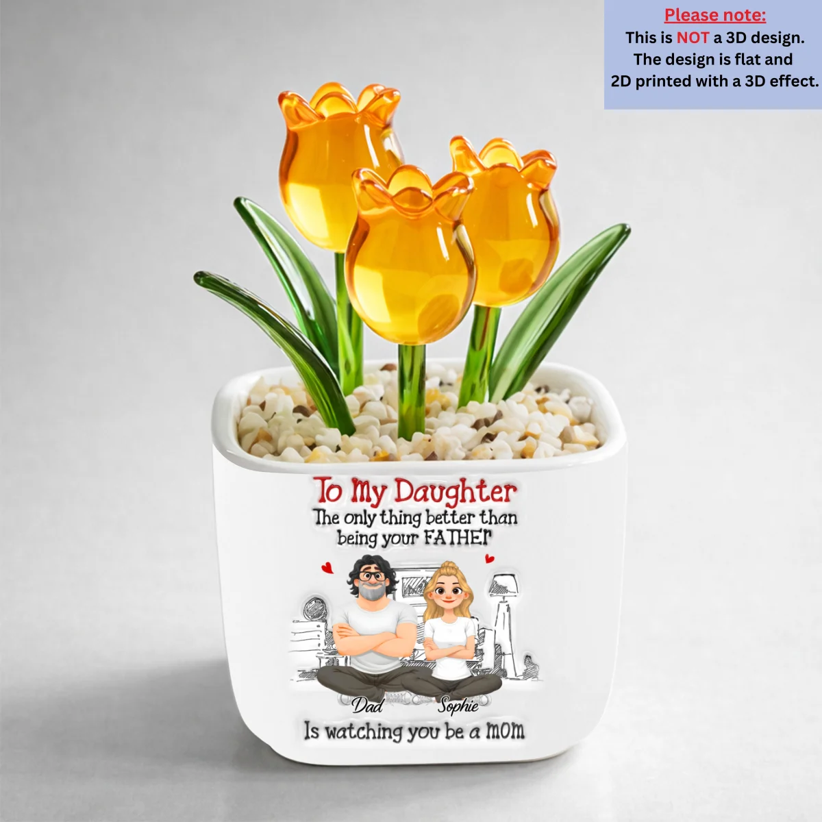 Being Your Father - Personalized Custom 3D Inflated Effect Glass Everlasting Tulips - Image 10