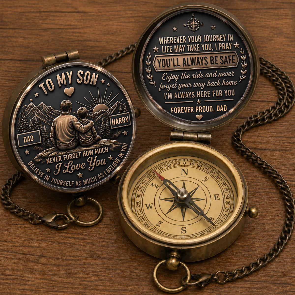 Believe In Your Journey - Personalized Custom Pocket Compass - Image 3