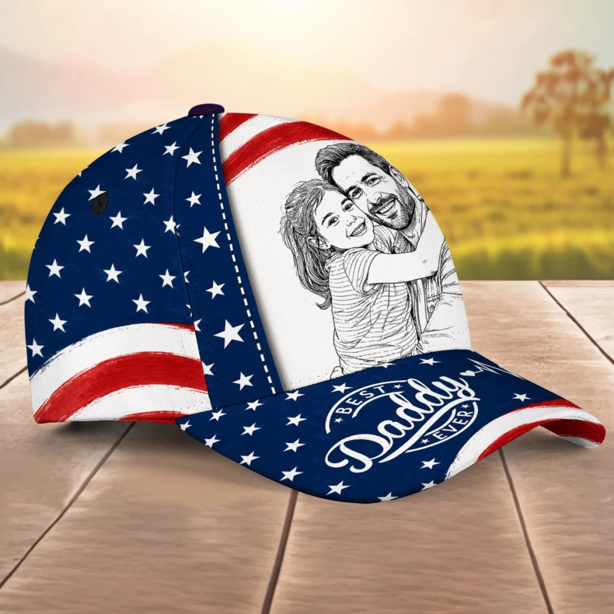 Best American Sketch Dad - Personalized Custom Classic Cap - Image 4