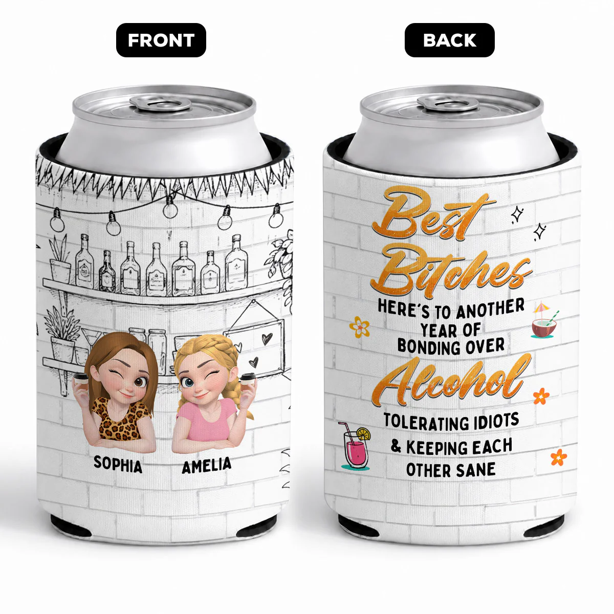 Best Bitches - Personalized Custom Skinny Can Cooler - Image 5