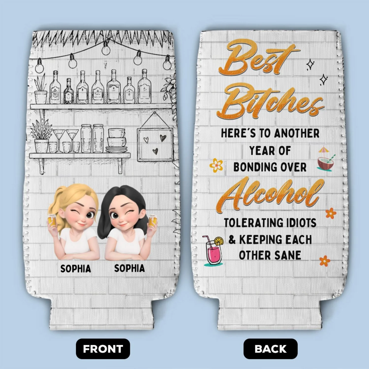 Best Bitches - Personalized Custom Skinny Can Cooler - Image 9
