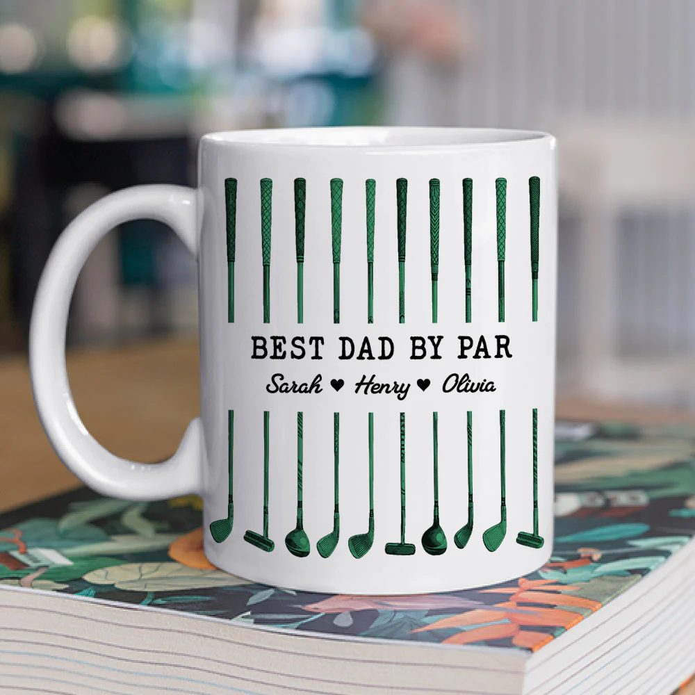 Best Dad By Par - Personalized Custom Coffee Mug - Image 2