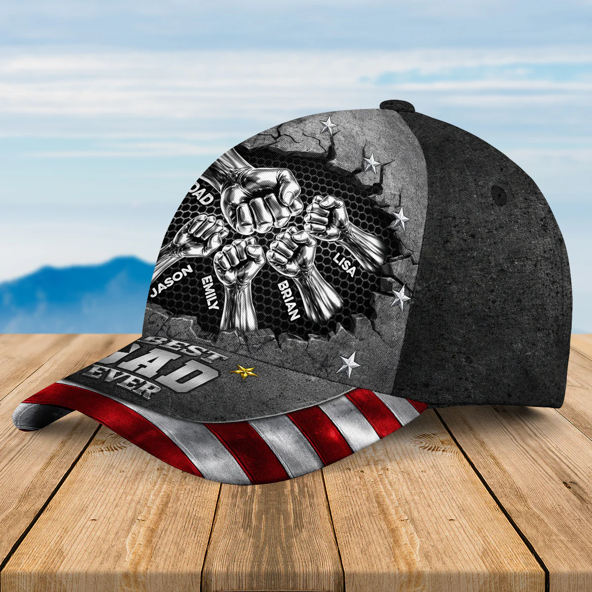 Best Dad Ever 2 - Personalized Custom Classic Cap - Image 2