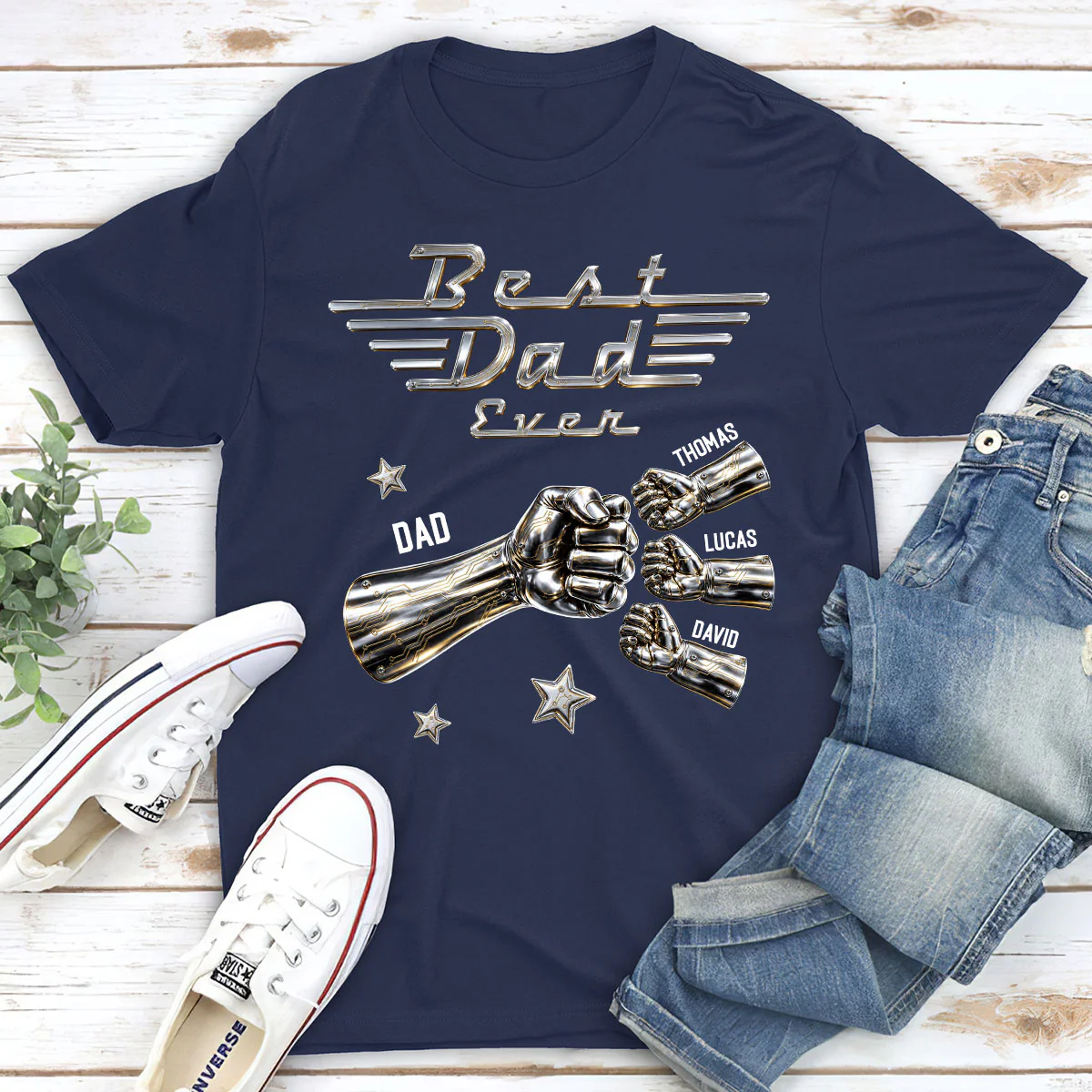 Best Dad Ever Classic - Personalized Custom Shirt - Image 2