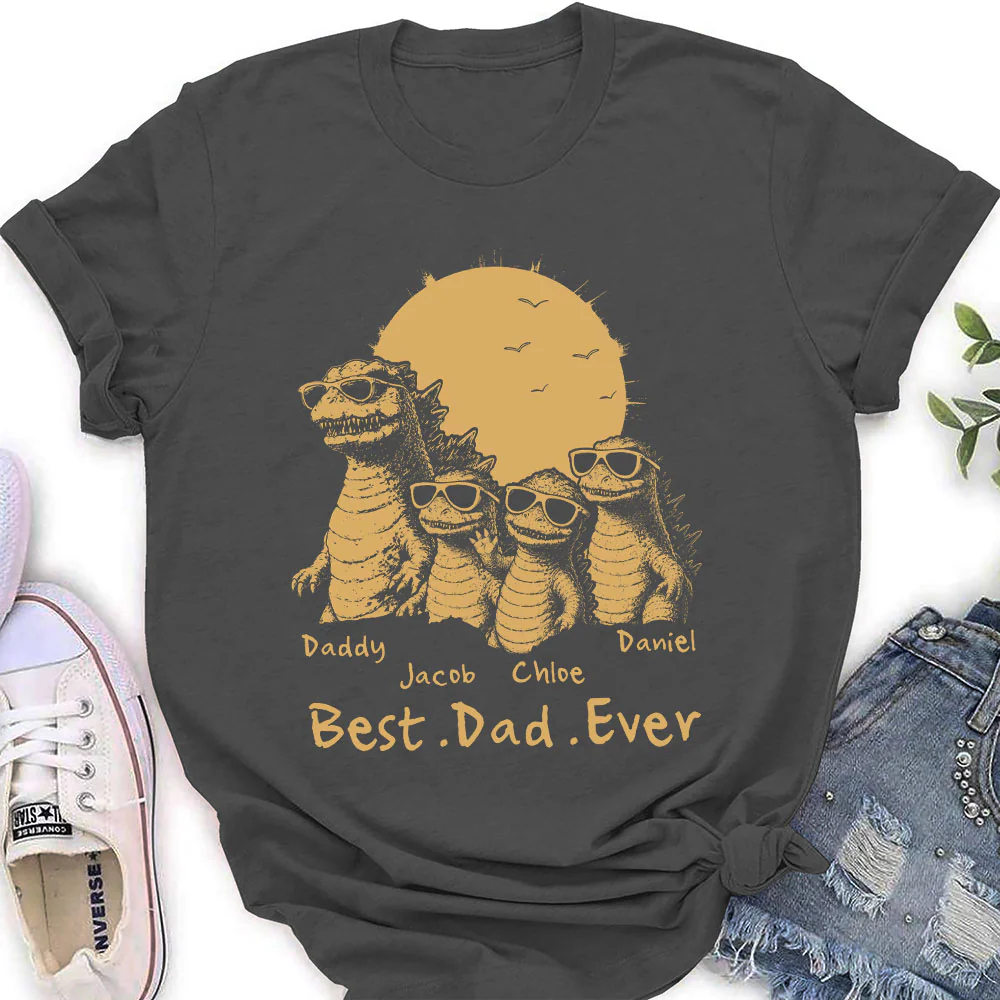 Best Dad Ever Dinosaur - Personalized Custom Shirt - Image 8