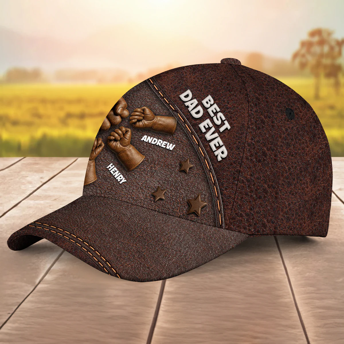 Best Dad Ever Hands - Personalized Custom Classic Cap - Image 3