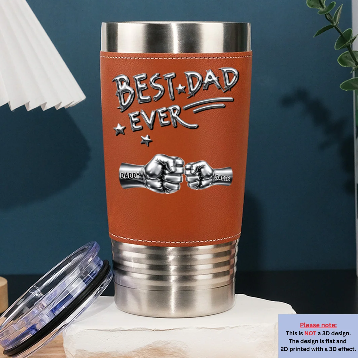 Best Dad Ever - Personalized Custom Leather Tumbler - Image 7
