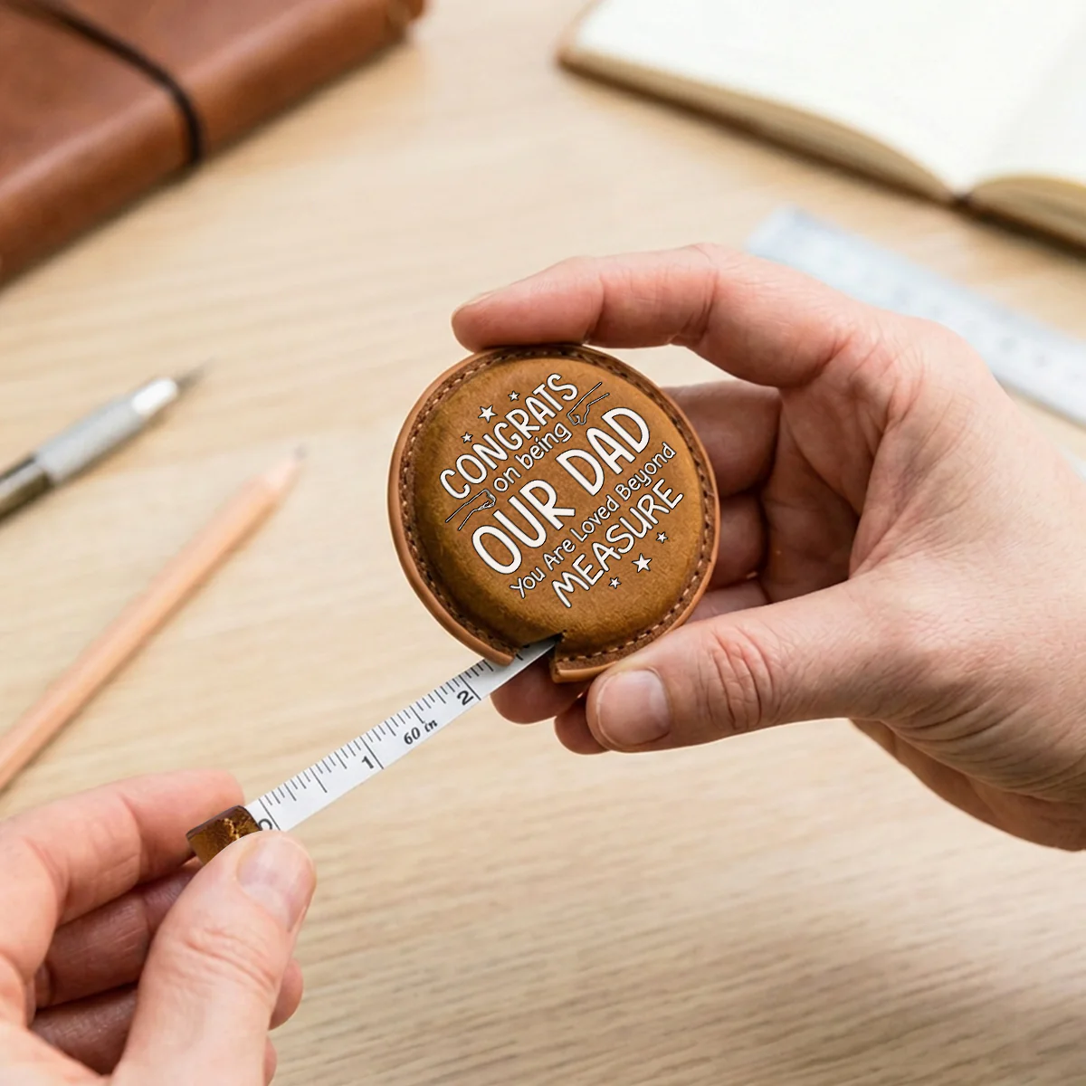 Best Dad - Personalized Custom Leather Tape Measure - Image 3