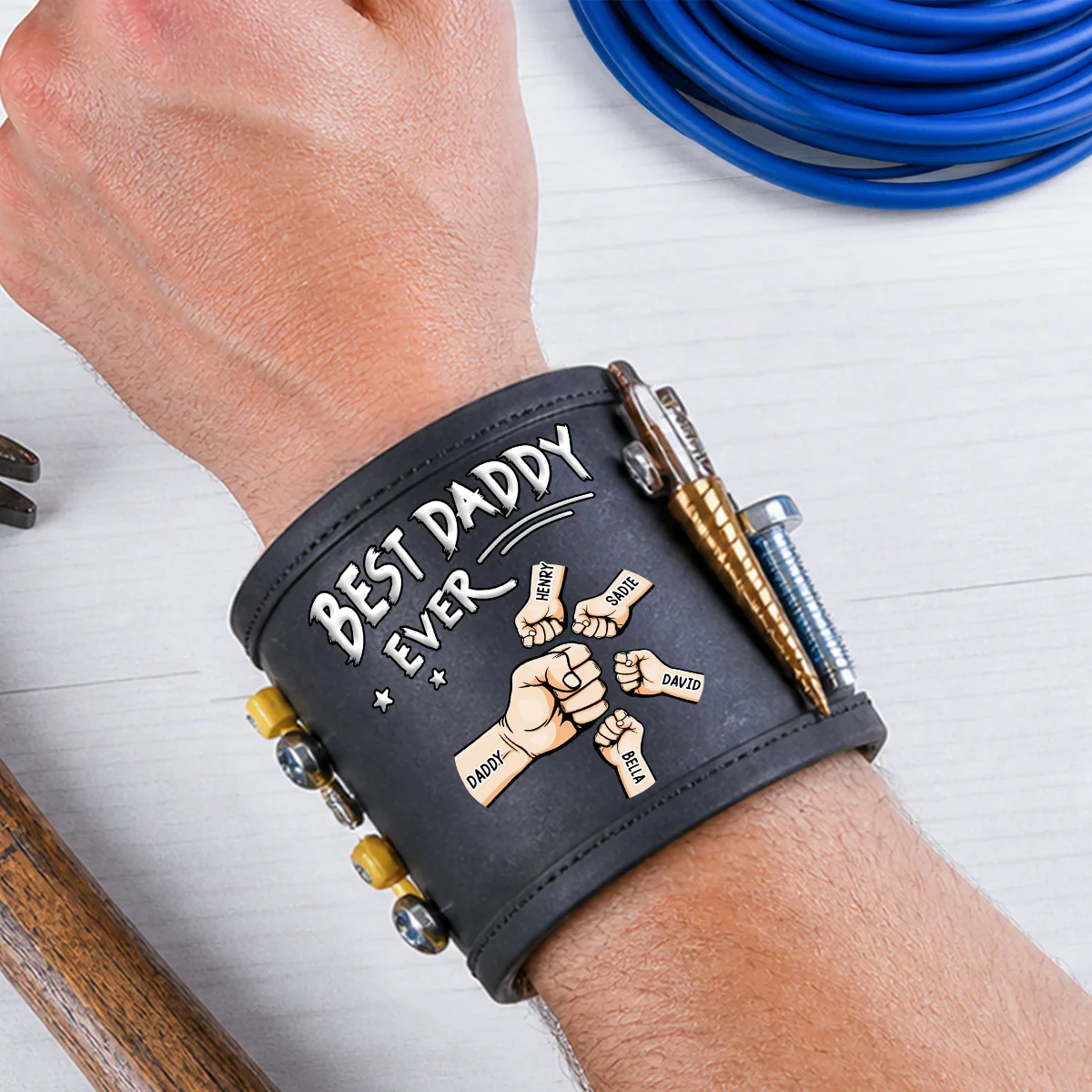Best Dad - Personalized Custom Magnetic Tool Wristband - Image 2