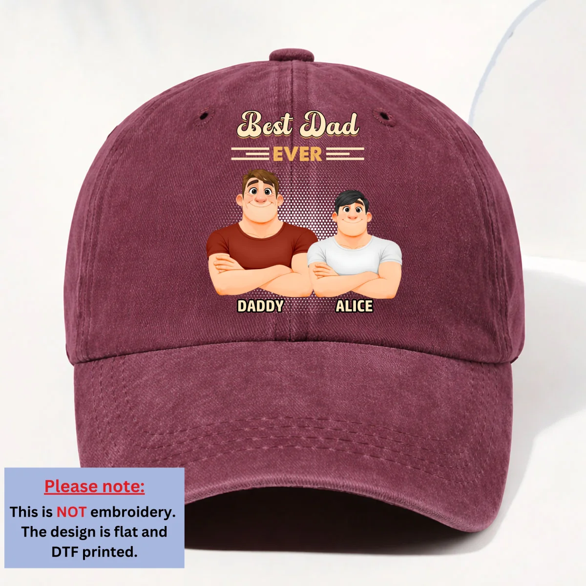 Best Daddy Ever 2 - Personalized Custom Vintage Washed Denim Cap - Image 10