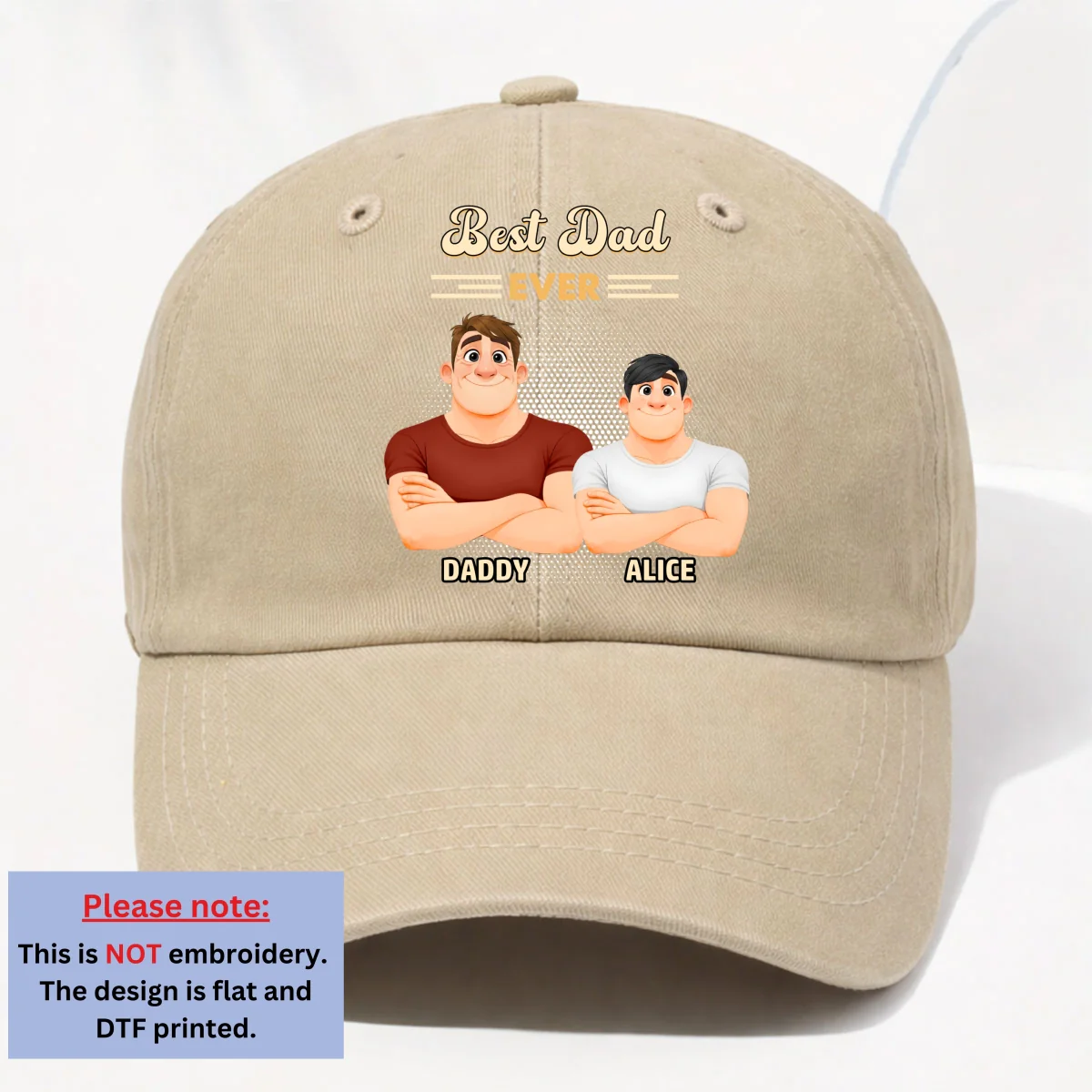 Best Daddy Ever 2 - Personalized Custom Vintage Washed Denim Cap - Image 11