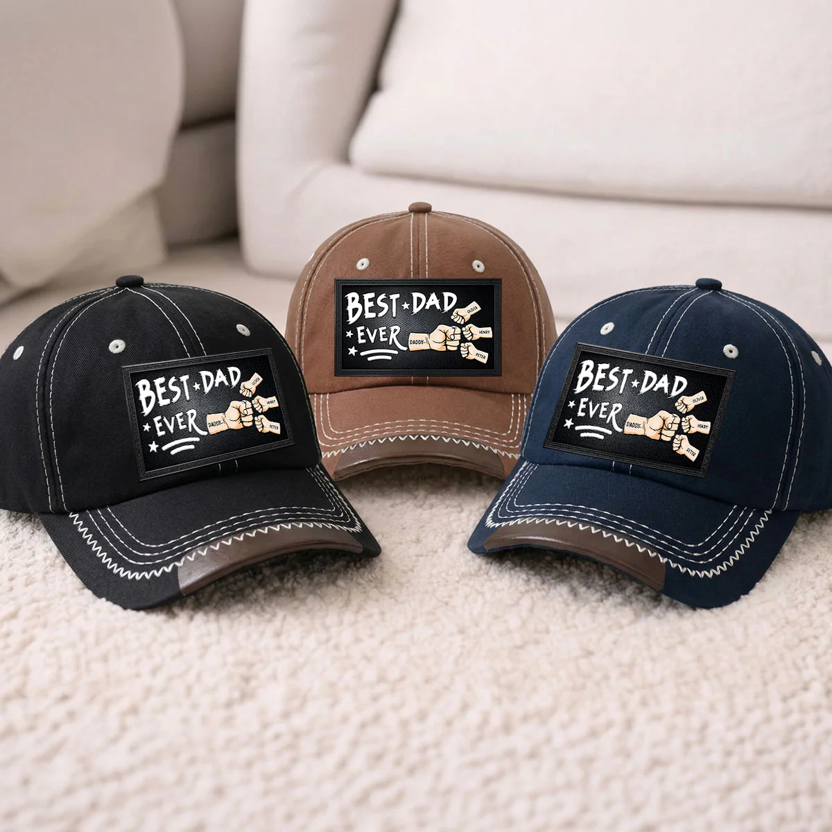 Best Daddy Ever - Personalized Custom Vintage Soft Baseball Cap - Image 5
