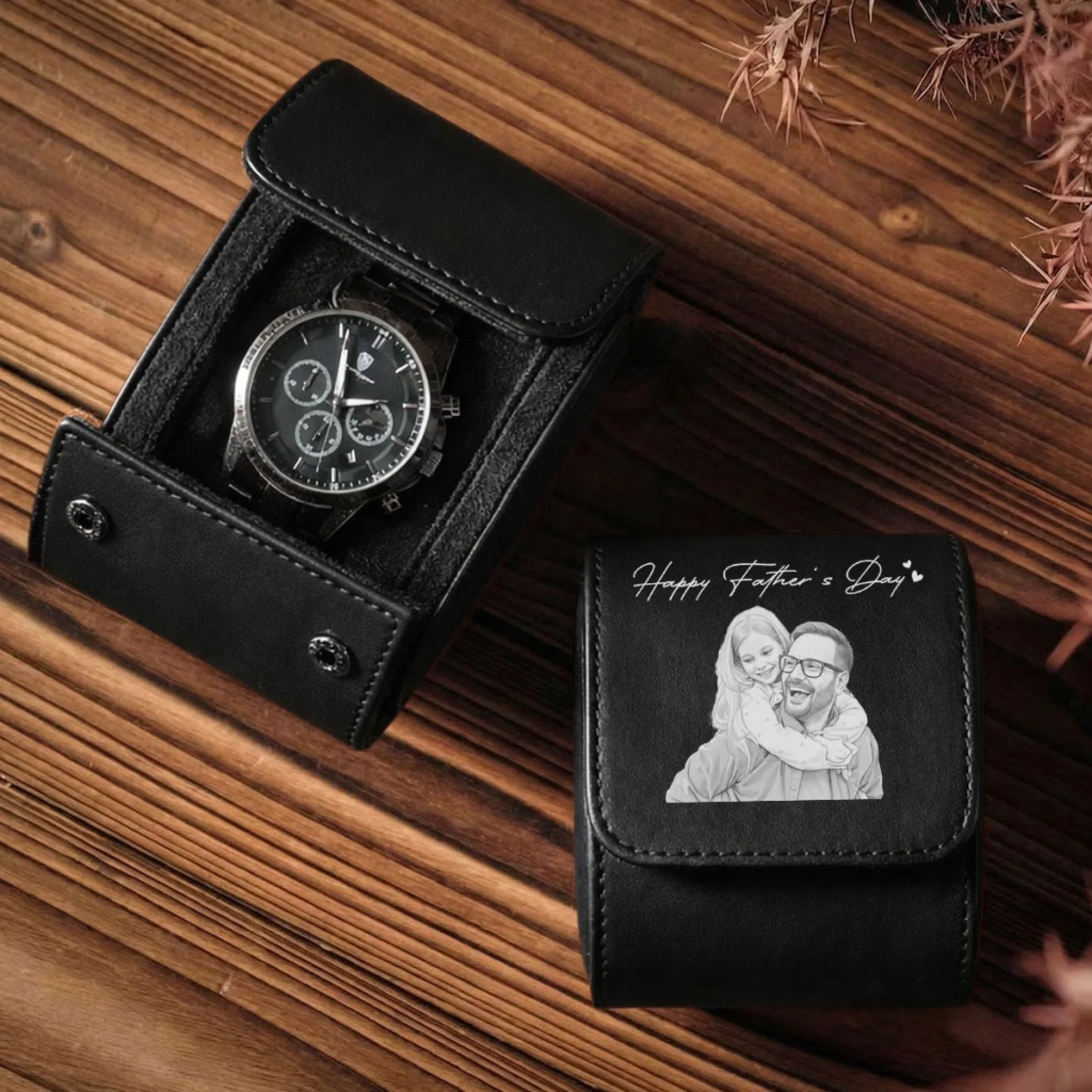 Best Daddy - Personalized Custom Leather Watch Case - Image 2