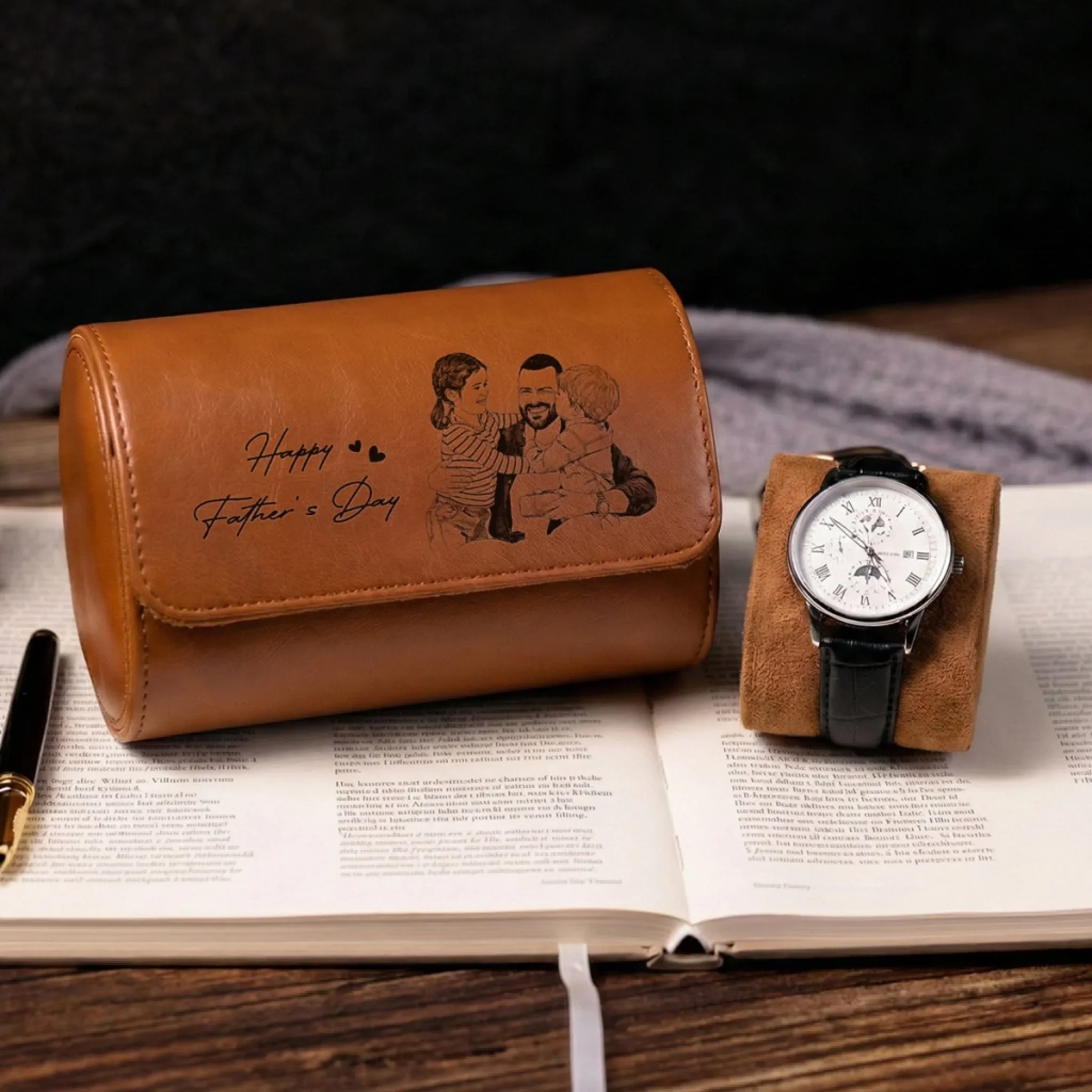 Best Daddy - Personalized Custom Leather Watch Case - Image 3