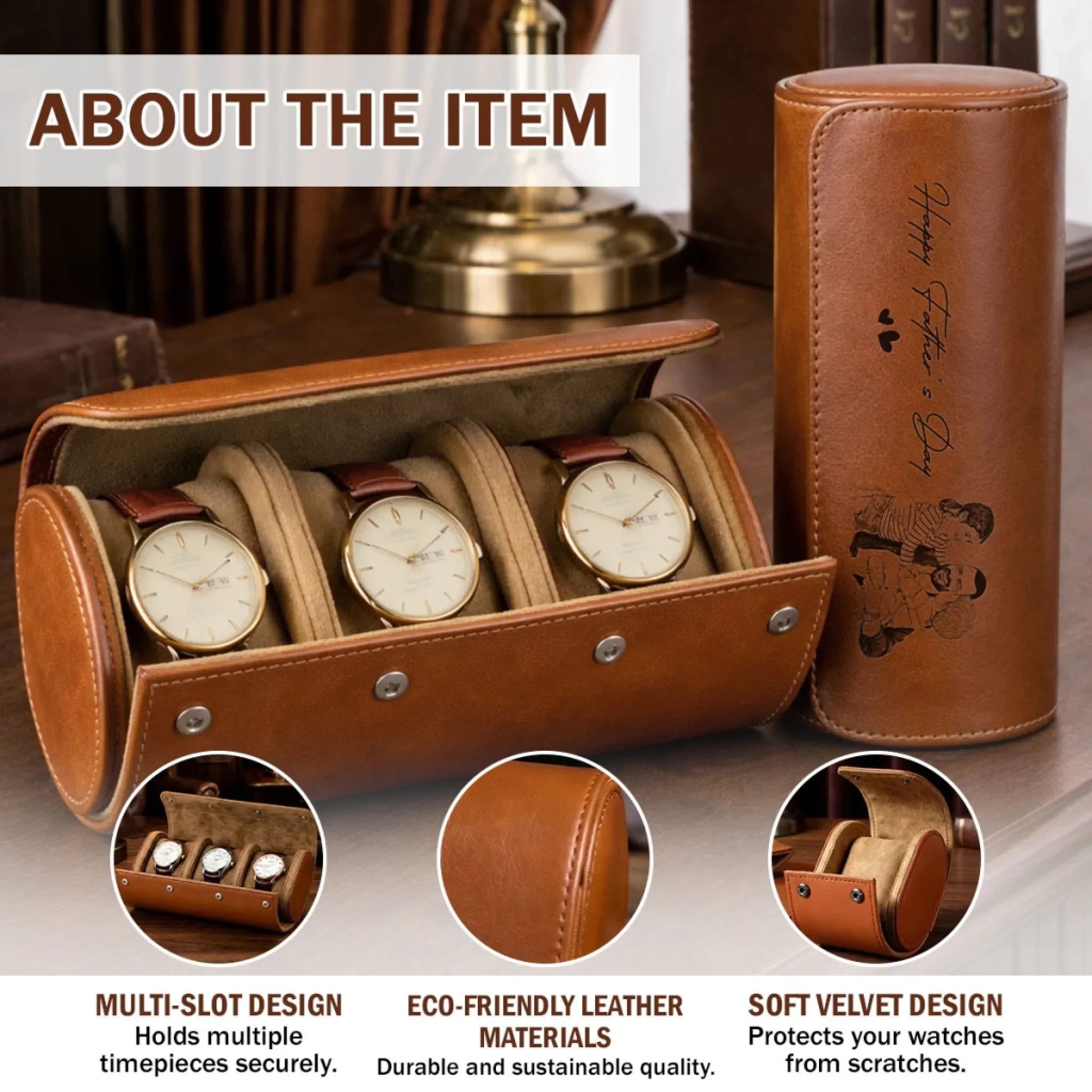 Best Daddy - Personalized Custom Leather Watch Case - Image 6