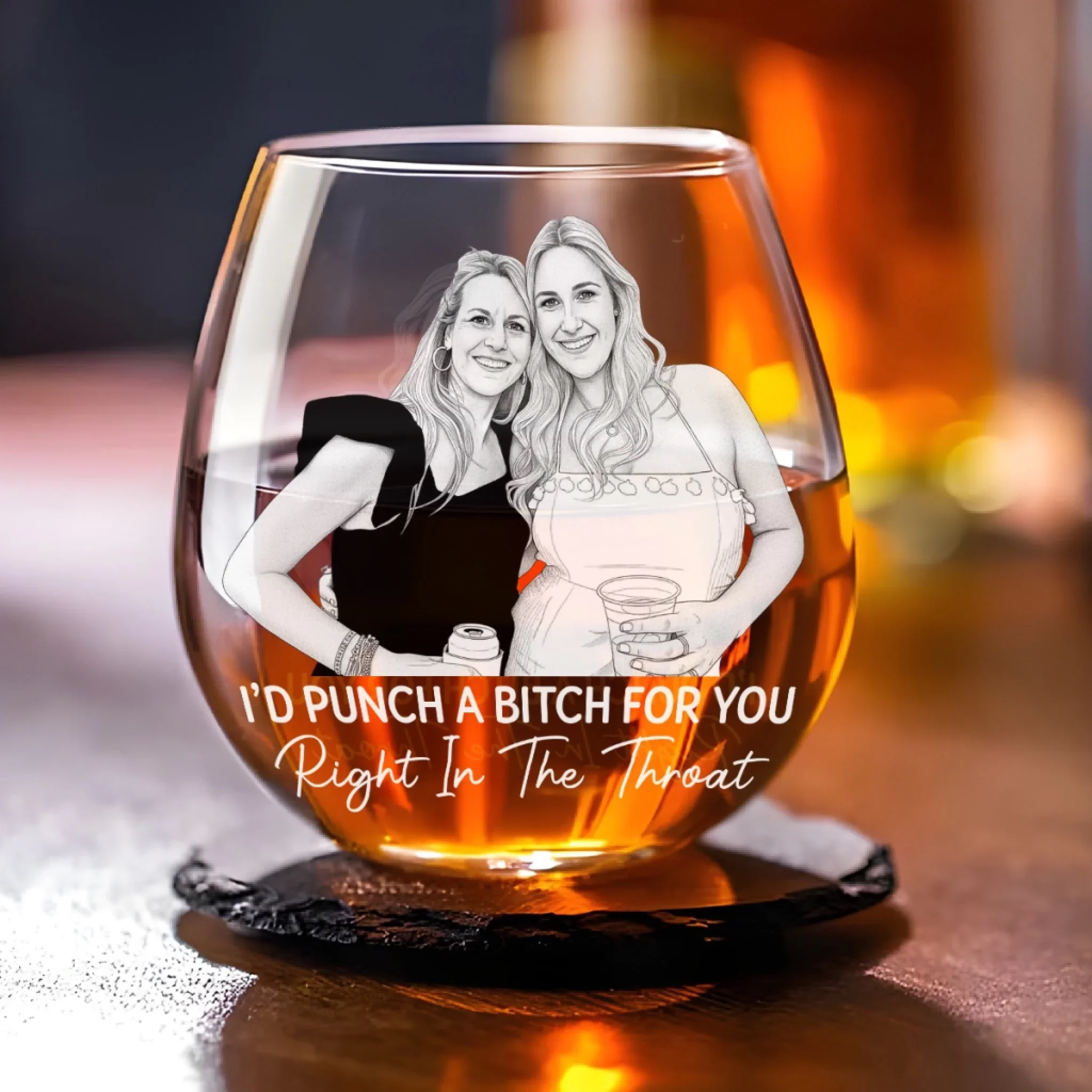 Best Friend Sketch - Personalized Custom Wine Glass - Image 4
