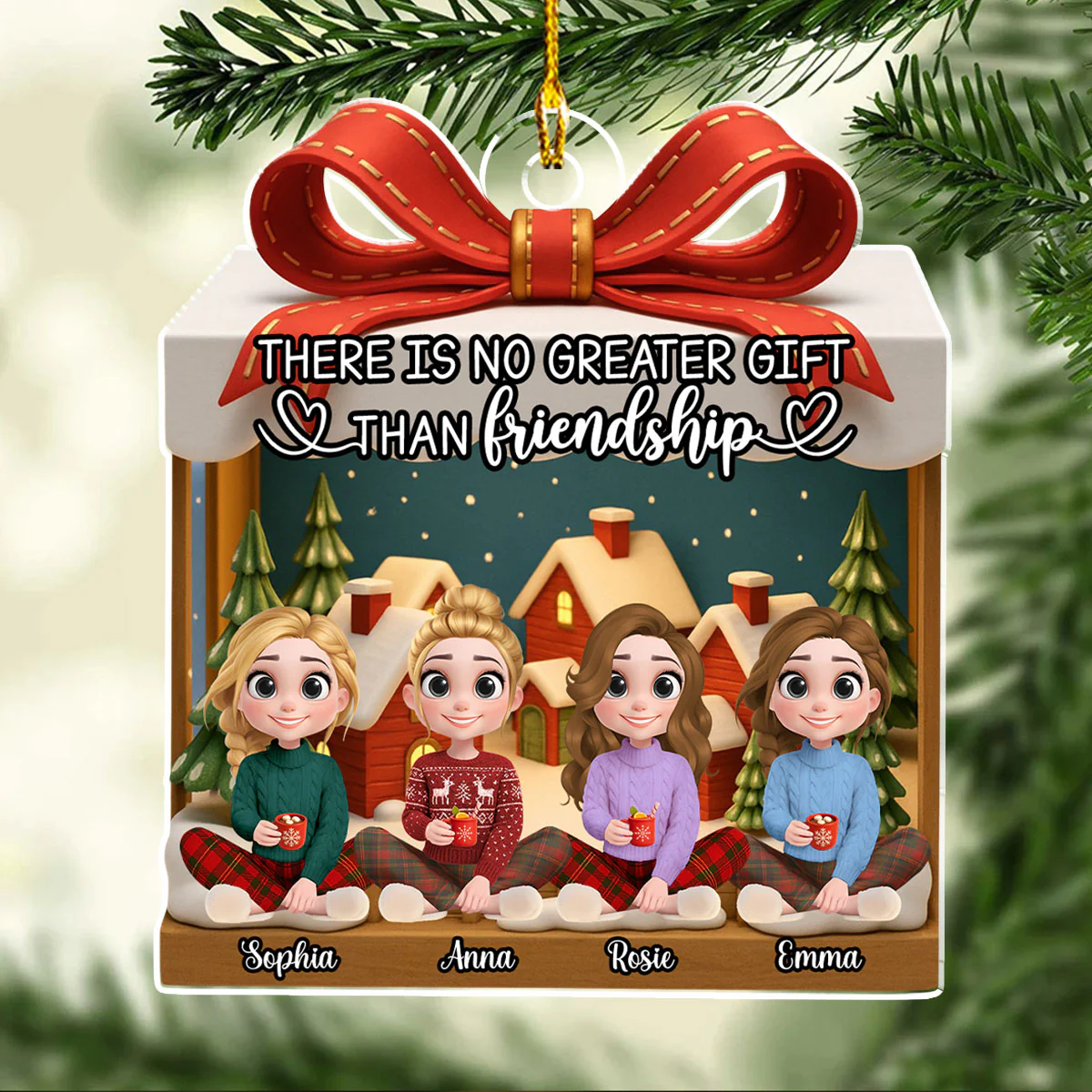 Best Friends Christmas Gift - Personalized Custom Acrylic Ornament - Image 3