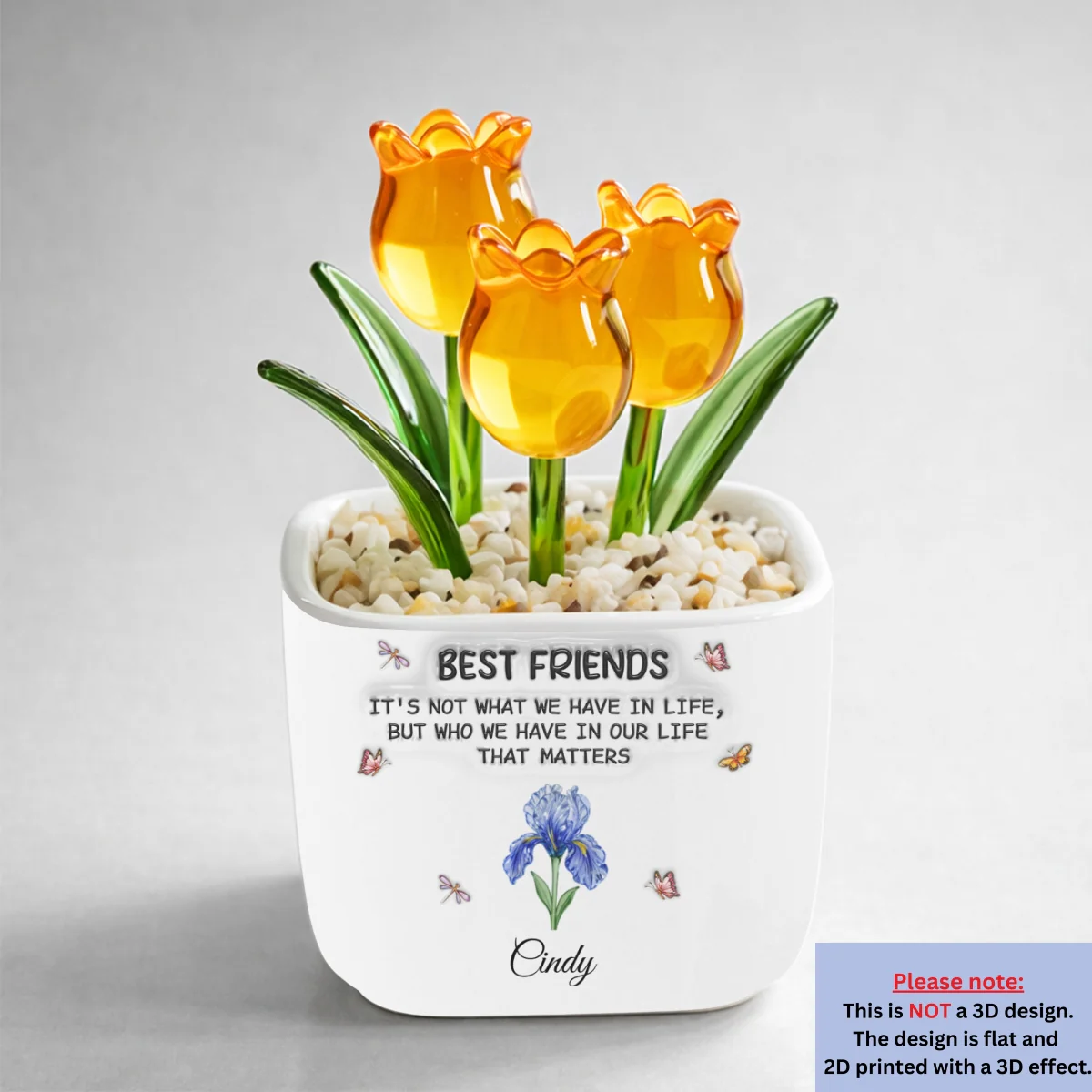 Best Friends - Personalized Custom 3D Inflated Effect Glass Everlasting Tulips - Image 10