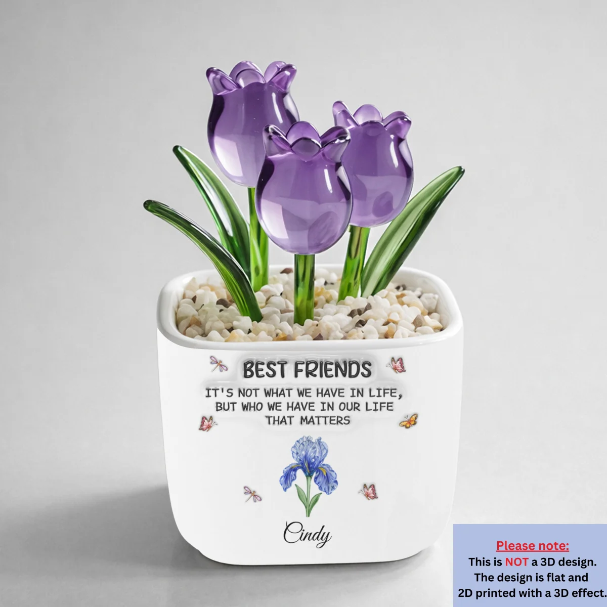 Best Friends - Personalized Custom 3D Inflated Effect Glass Everlasting Tulips - Image 9