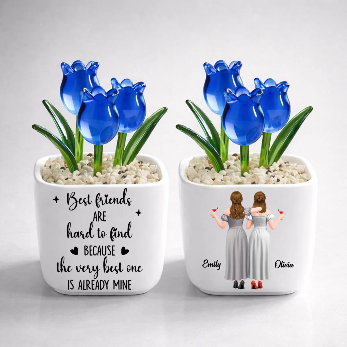Best Friends - Personalized Custom Glass Everlasting Tulips - Image 10