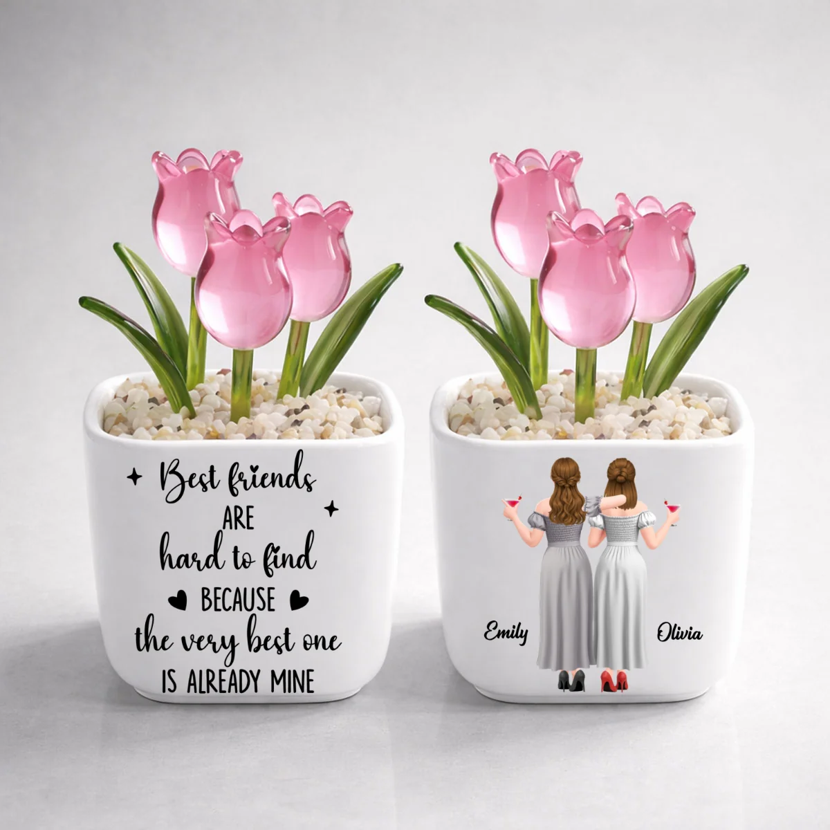 Best Friends - Personalized Custom Glass Everlasting Tulips - Image 11