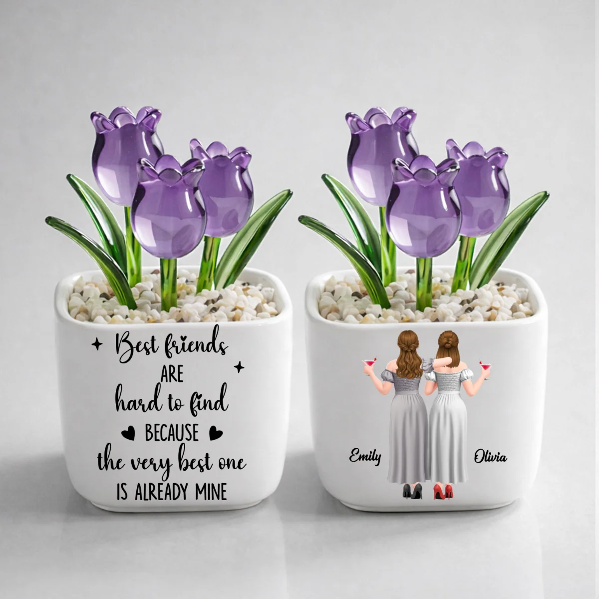 Best Friends - Personalized Custom Glass Everlasting Tulips - Image 12