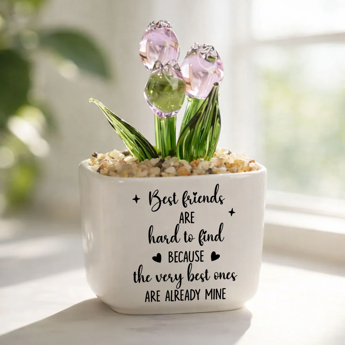 Best Friends - Personalized Custom Glass Everlasting Tulips - Image 2