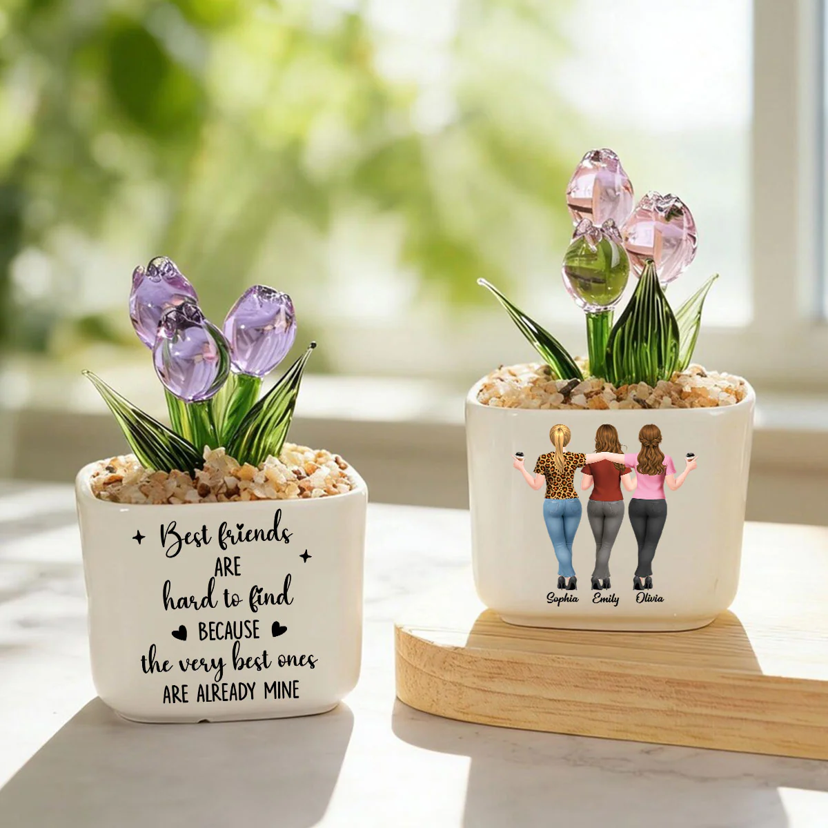 Best Friends - Personalized Custom Glass Everlasting Tulips - Image 8