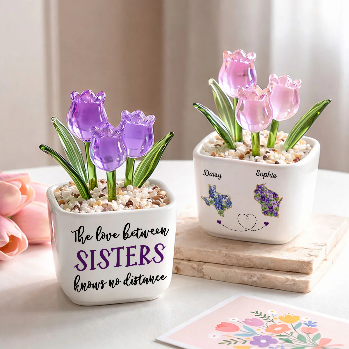 Best Friends Since The Beginning - Personalized Custom Glass Everlasting Tulips