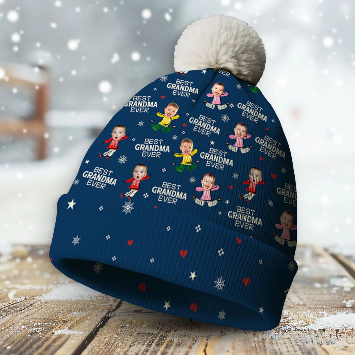 Best Grandma - Personalized Custom Bobble Beanie Hat - Image 4