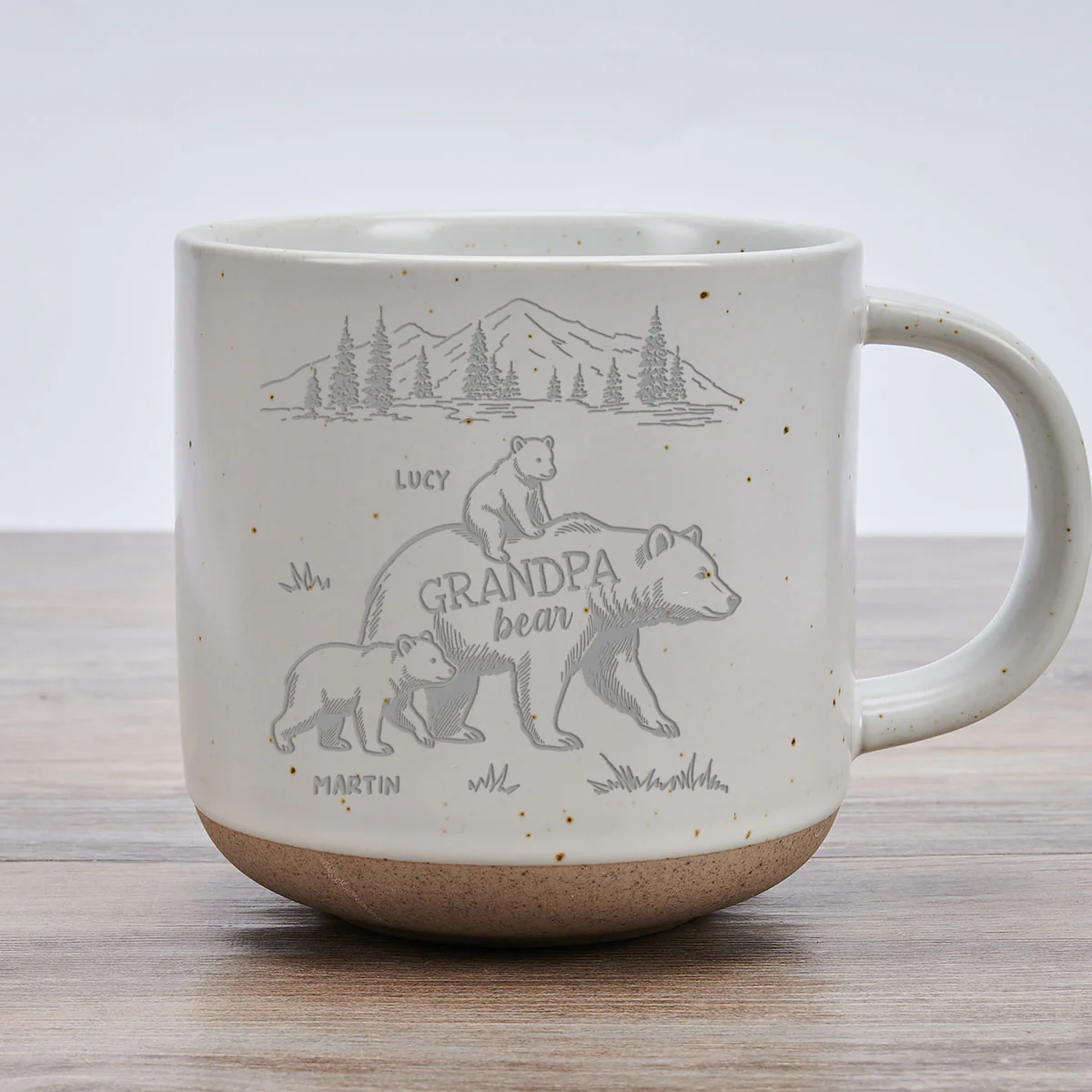 Best Grandpa Bear Ever - Personalized Custom Engraved Pottery Mug - Image 2