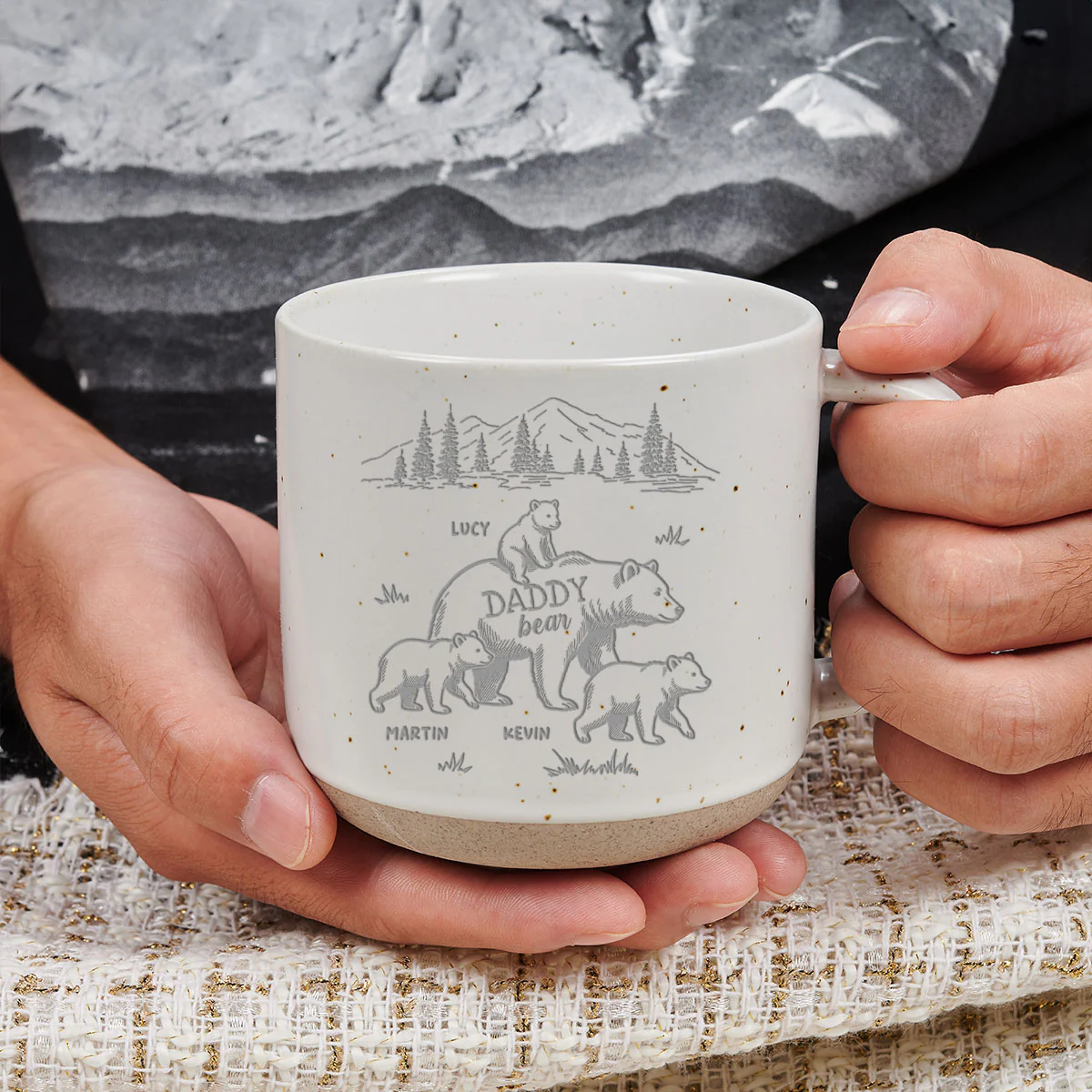 Best Grandpa Bear Ever - Personalized Custom Engraved Pottery Mug - Image 4