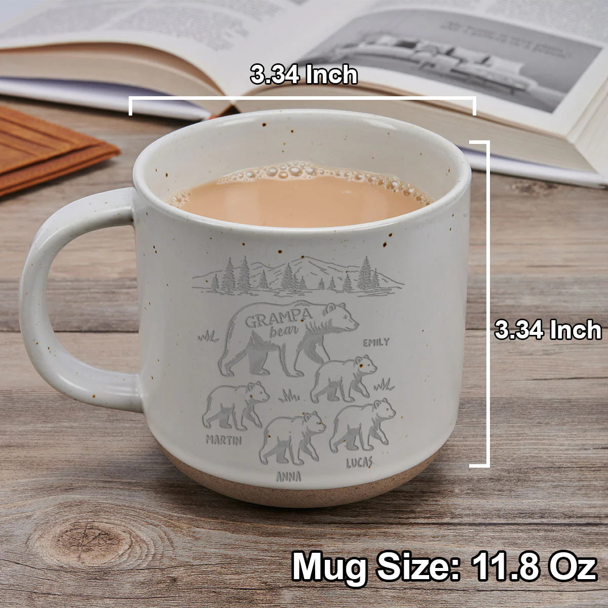 Best Grandpa Bear Ever - Personalized Custom Engraved Pottery Mug - Image 5