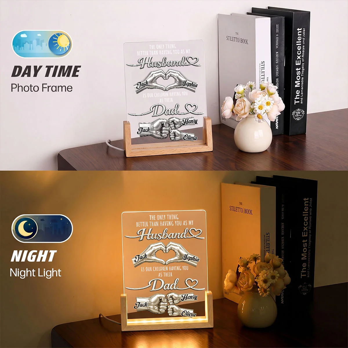 Best Husband Best Dad - Personalized Custom Night Light - Image 4