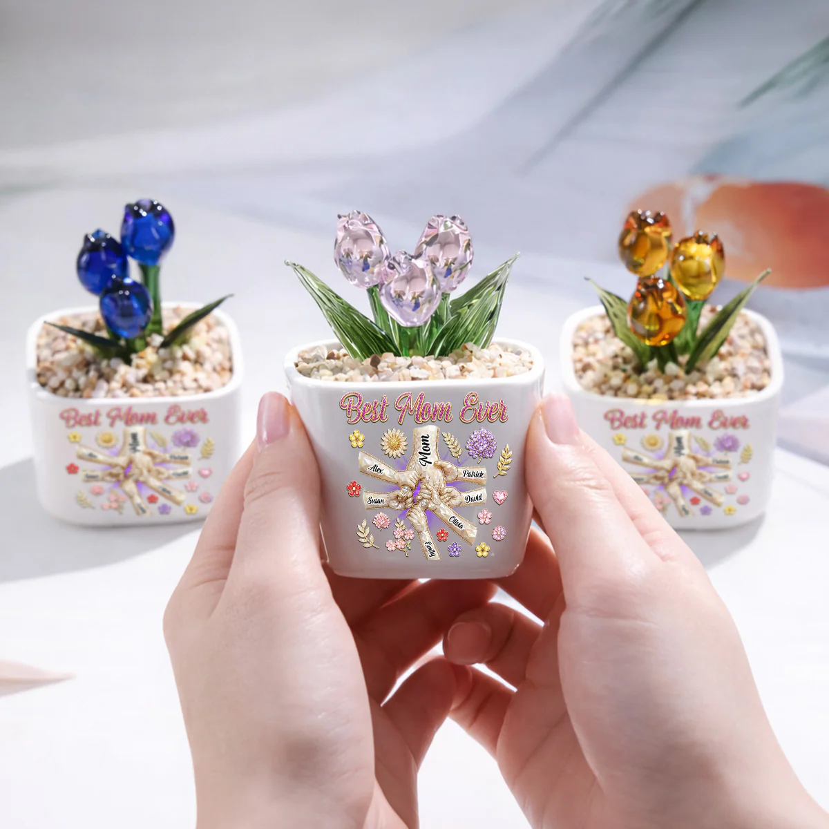 Best Mom Ever - Personalized Custom Glass Everlasting Tulips - Image 4