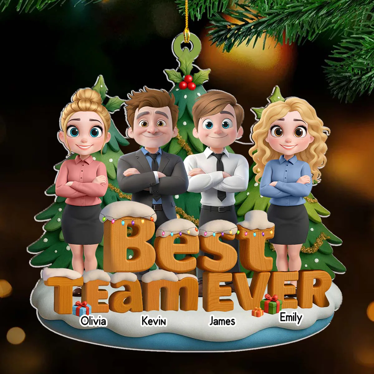 Best Team Ever - Personalized Custom 3D Effect Acrylic Ornament - Image 4
