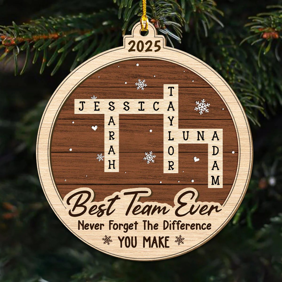 Best Team Ever Scrabble - Personalized Custom Wood Ornament - Image 2