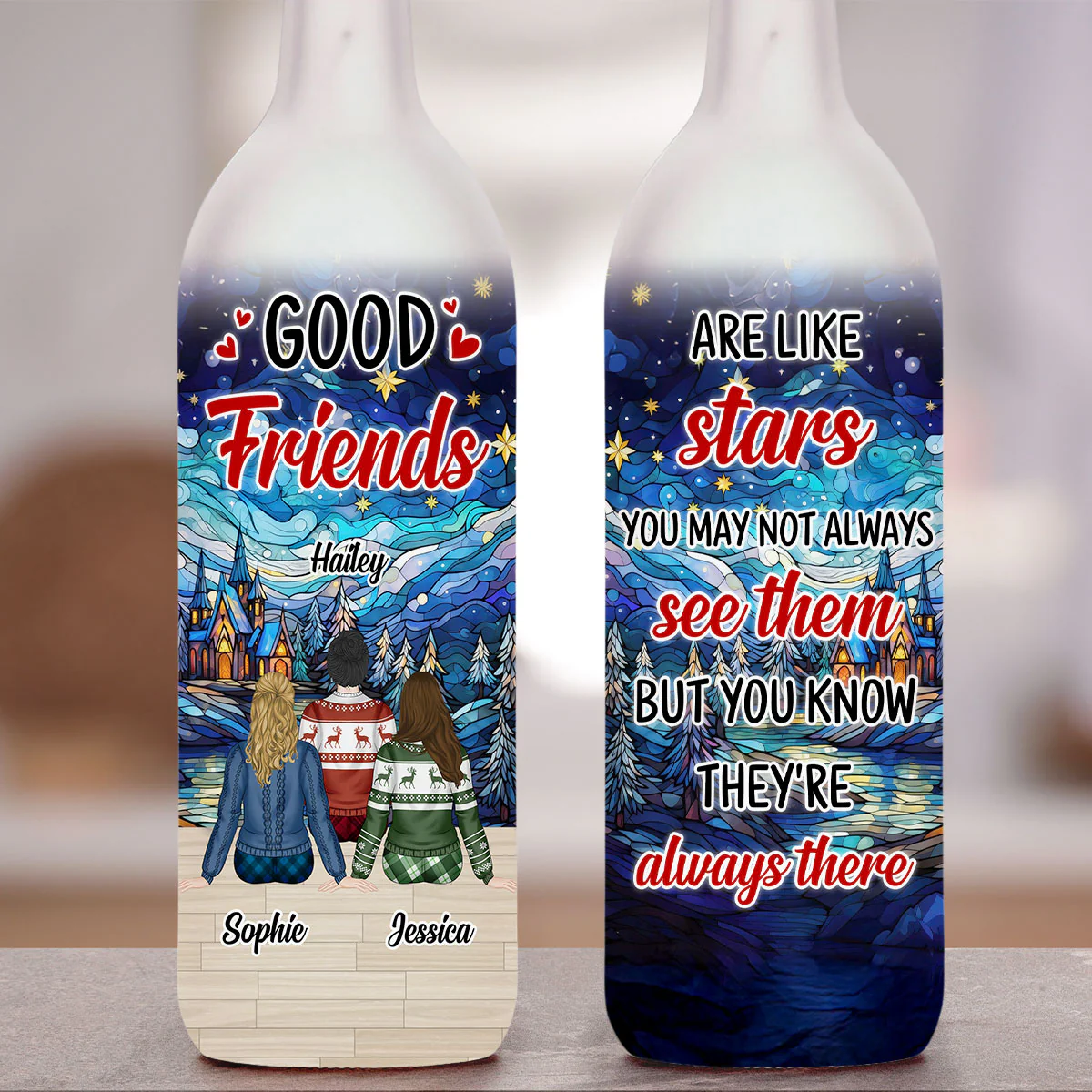 Besties Are Like Stars - Personalized Custom Bottle Lamp - Image 4