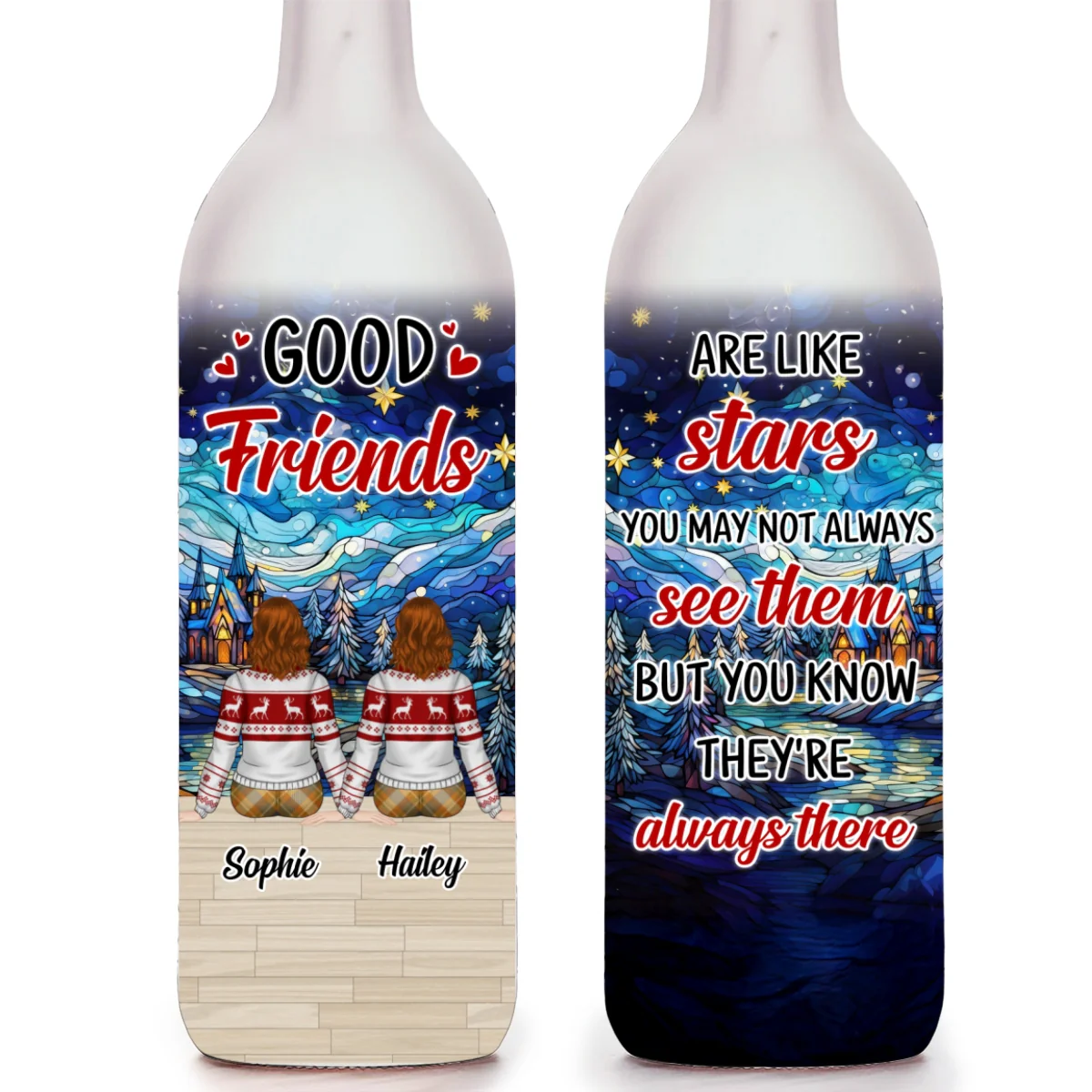 Besties Are Like Stars - Personalized Custom Bottle Lamp - Image 6
