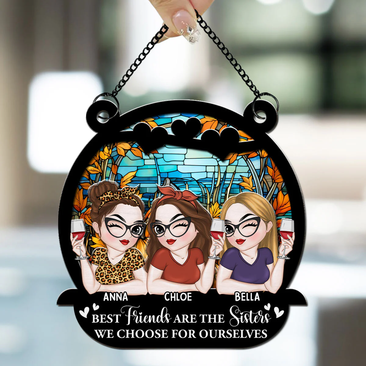 Besties Bring The Cheer - Personalized Custom Suncatcher - Image 3