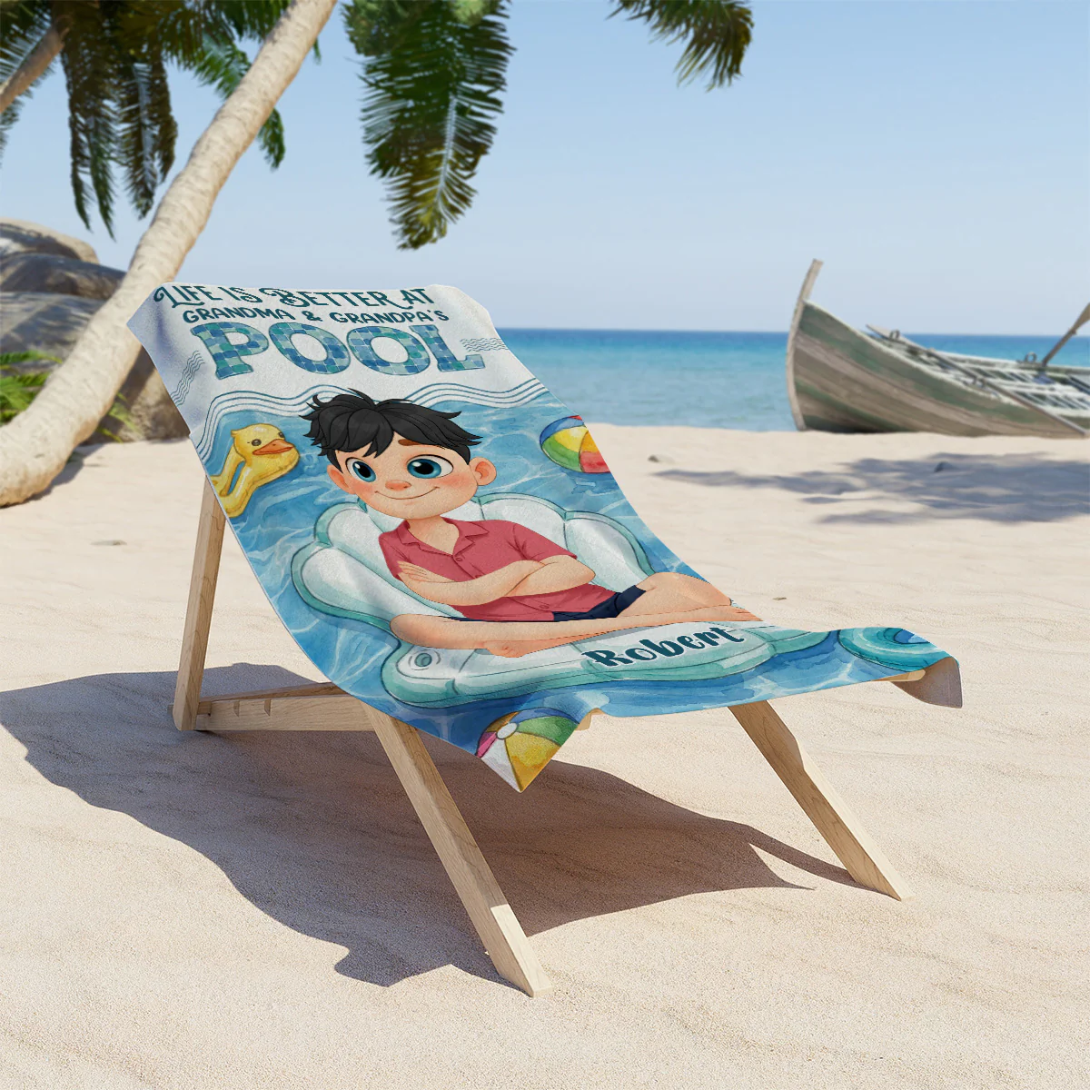 Better At Grandma Pool - Personalized Custom Beach Towel - Image 3
