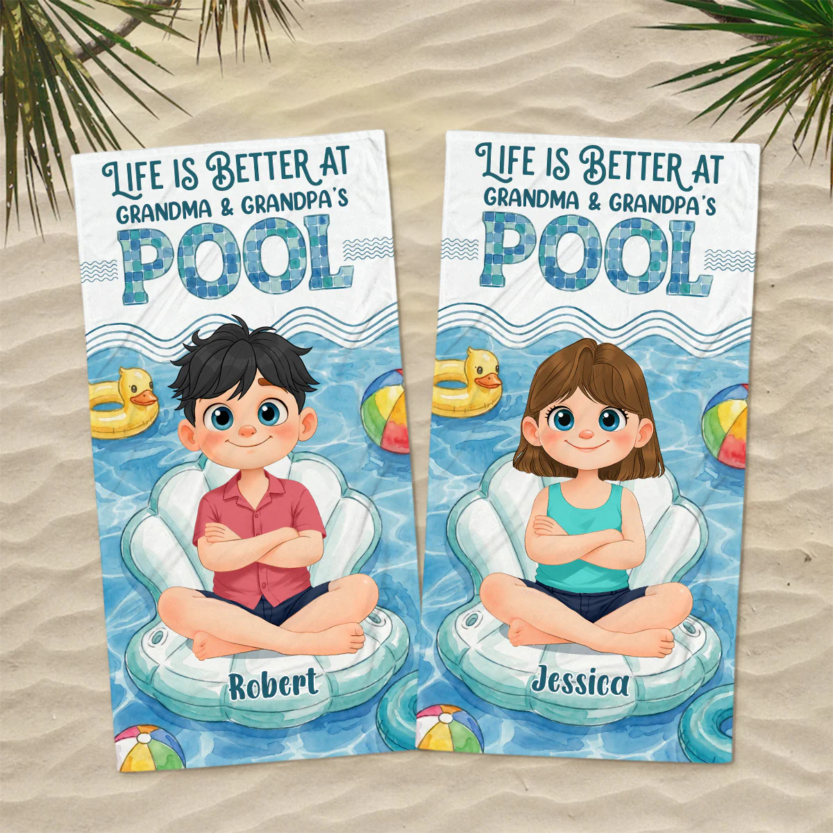 Better At Grandma Pool - Personalized Custom Beach Towel - Image 5