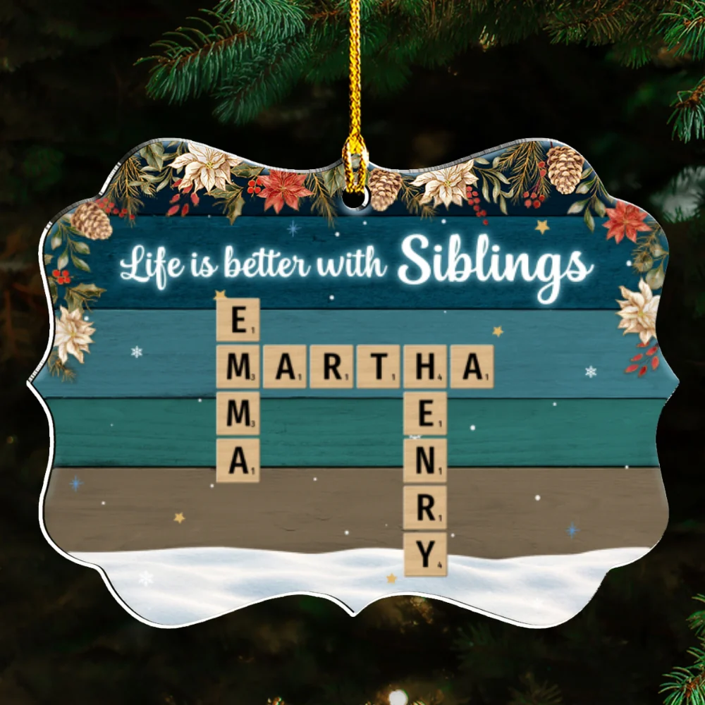 Better With Siblings - Personalized Custom Acrylic Ornament - Image 6