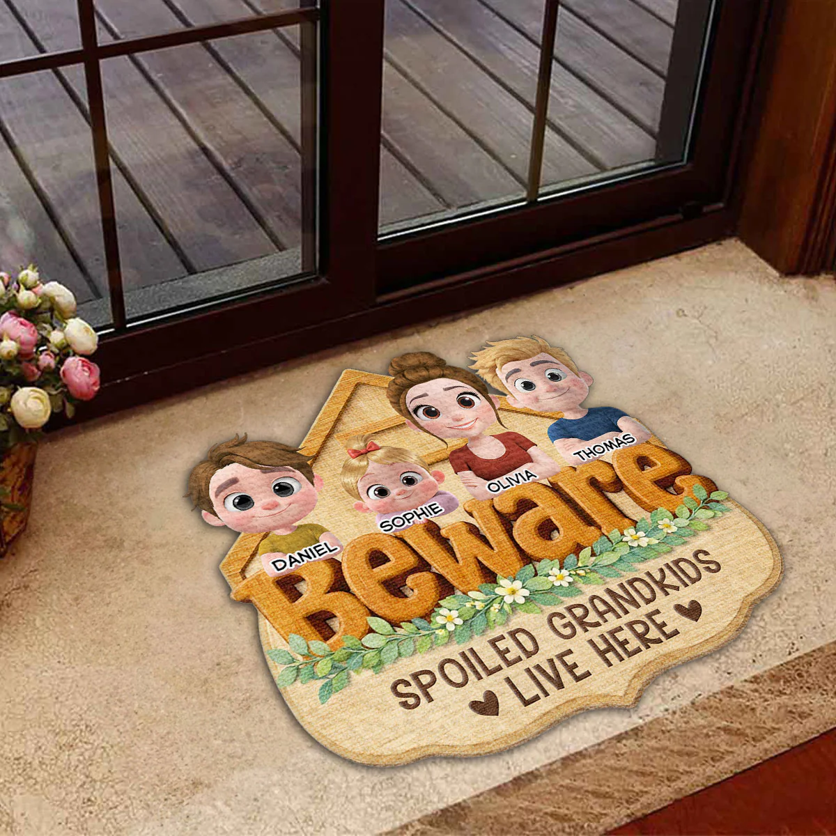 Beware My Spoiled Grandkids - Personalized Custom Doormat - Image 4