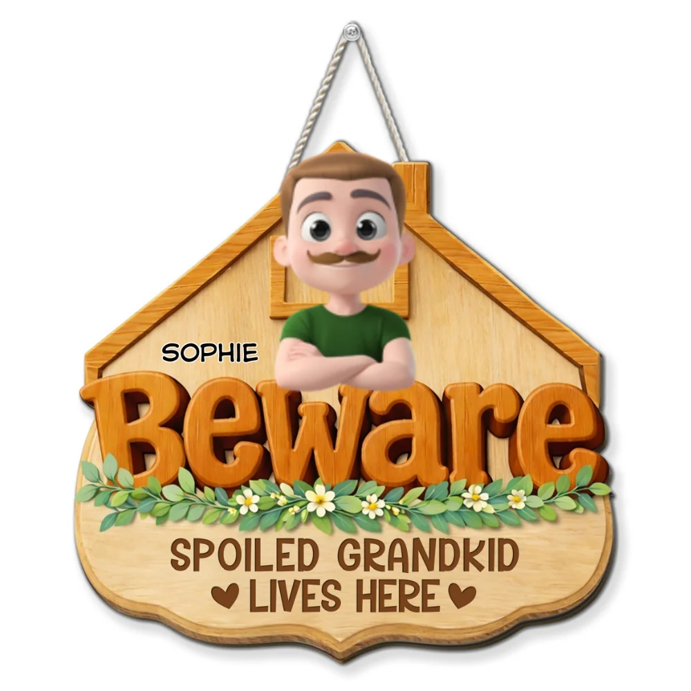 Beware My Spoiled Grandkids - Personalized Custom Wood Sign - Image 7