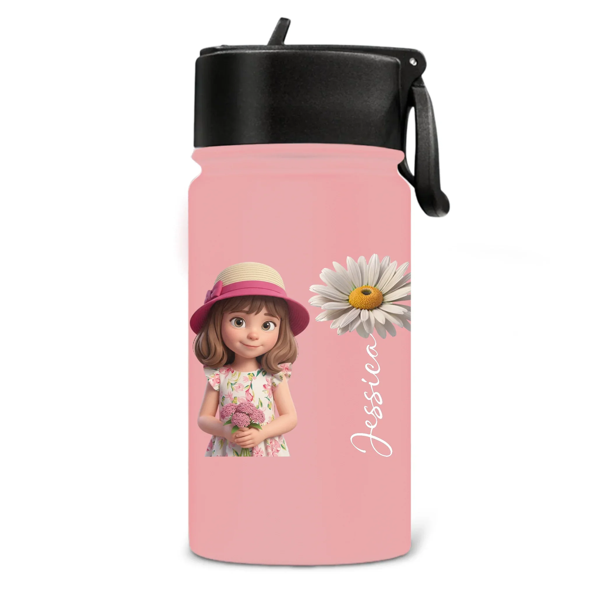 Birth Flower Cartoon Kids - Personalized Custom Kids Water Bottle - Image 7